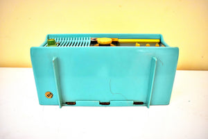 Aquamarine Turquoise 1957 Motorola Model 56CD Vacuum Tube AM Clock Radio Rare Beautiful Color Sounds Fantastic!