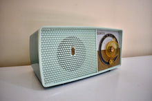 Charger l&#39;image dans la galerie, Bluetooth Ready To Go - Turquoise and Frost Blue 1959 Zenith Model B511 &quot;The Trumpeteer&quot; AM Vacuum Tube Radio Sounds Great Excellent Condition!