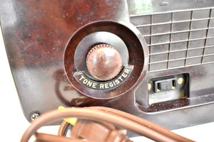 Sumatra Brown 1953 Zenith Model K622 Vacuum Tube Radio Alarm Clock Looks and Sounds Great! Excellent Condition!