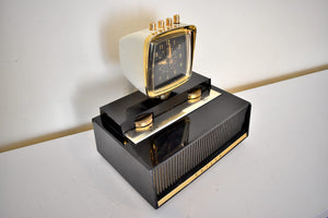 Black and White 1958 Philco Predicta Model H765-124 Vacuum Tube AM Clock Radio Iconic! Sounds Great!