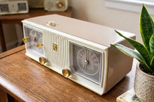 Load image into Gallery viewer, Sandalwood Tan and White 1960 Zenith Model C519L 'The Nocturne' AM Vacuum Tube Radio Looks Great Sounds Marvelous! 