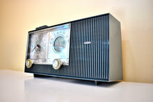 Load image into Gallery viewer, Navy Blue 1964 Admiral Model YG790 Vacuum Tube AM Alarm Clock Radio Sounds Terrific! Excellent Condition!