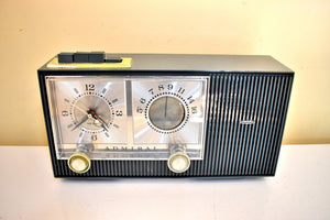 Navy Blue 1964 Admiral Model YG790 Vacuum Tube AM Alarm Clock Radio Sounds Terrific! Excellent Condition!