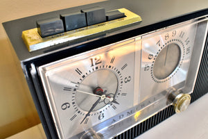 Navy Blue 1964 Admiral Model YG790 Vacuum Tube AM Alarm Clock Radio Sounds Terrific! Excellent Condition!