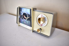 Load image into Gallery viewer, Gull Gray 1958 GE General Electric Model C-406A AM Vintage Vacuum Tube Radio Little Cutie in Excellent Condition!