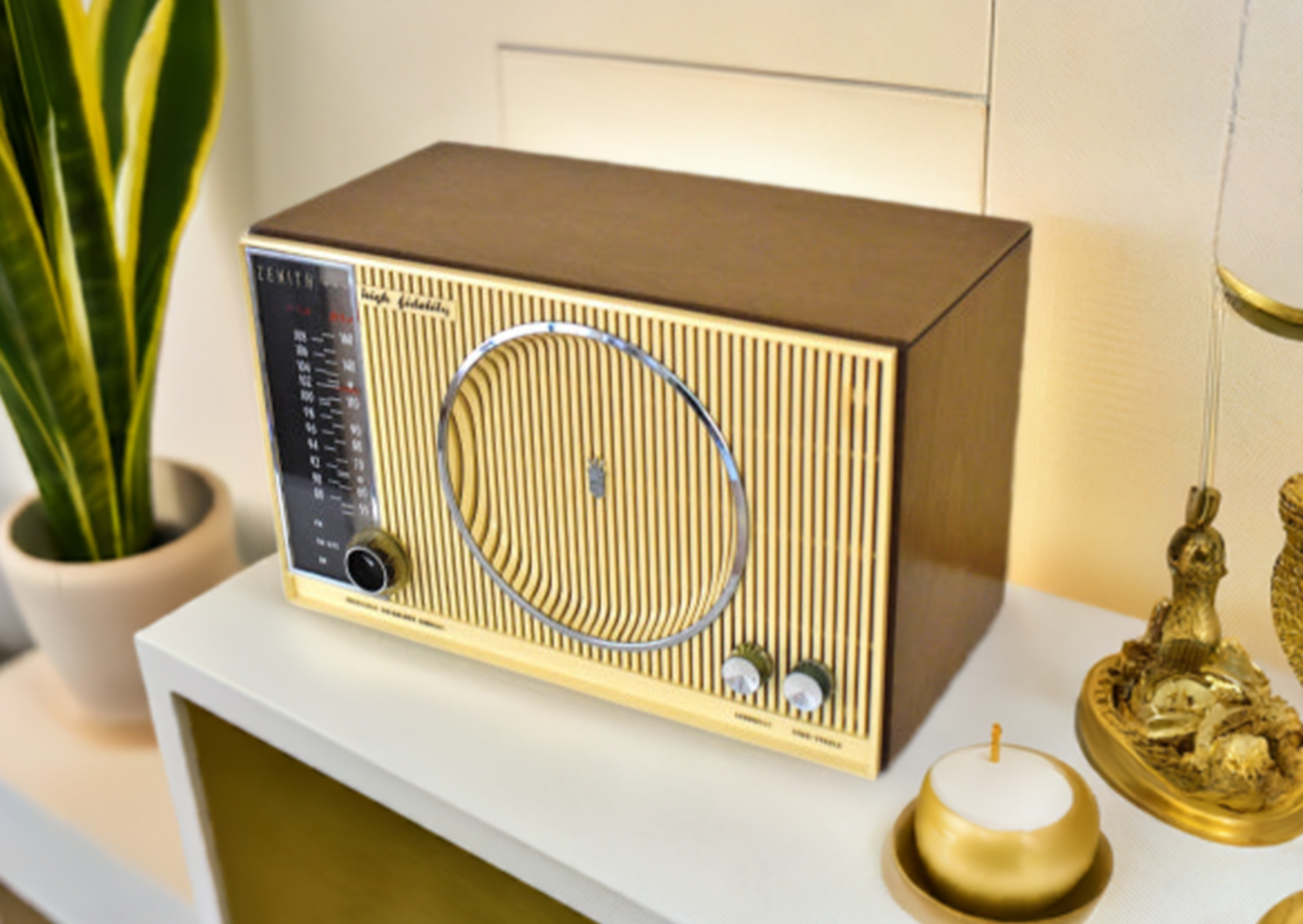 Dual Speaker Oak Wood Cabinet 1964 Zenith Model H845 AM/FM Radio Dual Speaker Oak Wood Cabinet 1964 Zenith Model H845 AM/FM Radio