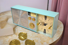 Load image into Gallery viewer, Aquamarine Turquoise 1961 Emerson Model G-1701 AM Vacuum Tube Alarm Clock Radio! Excellent Condition and Sounds Great!Aquamarine Turquoise 1961 Emerson Model G-1701 AM Vacuum Tube Alarm Clock Radio! Excellent Condition and Sounds Great!