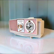 Load image into Gallery viewer, Priscilla Pink Mid-Century 1963 Motorola Model C19P23 Vacuum Tube AM Clock Radio Rare Color Combo!