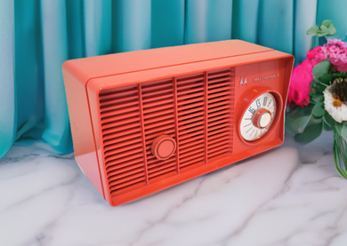 Crimson Red Mid Century 1957 Motorola Model 5T11R Vacuum Tube AM Clock Radio Rare Color! Excellent Condition! Sounds Great!