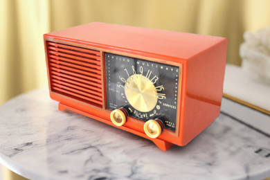 Mandarin Orange 1954 Philco Model B574 Vacuum Tube Radio Awesome Condition! Looks and Sounds Great!
