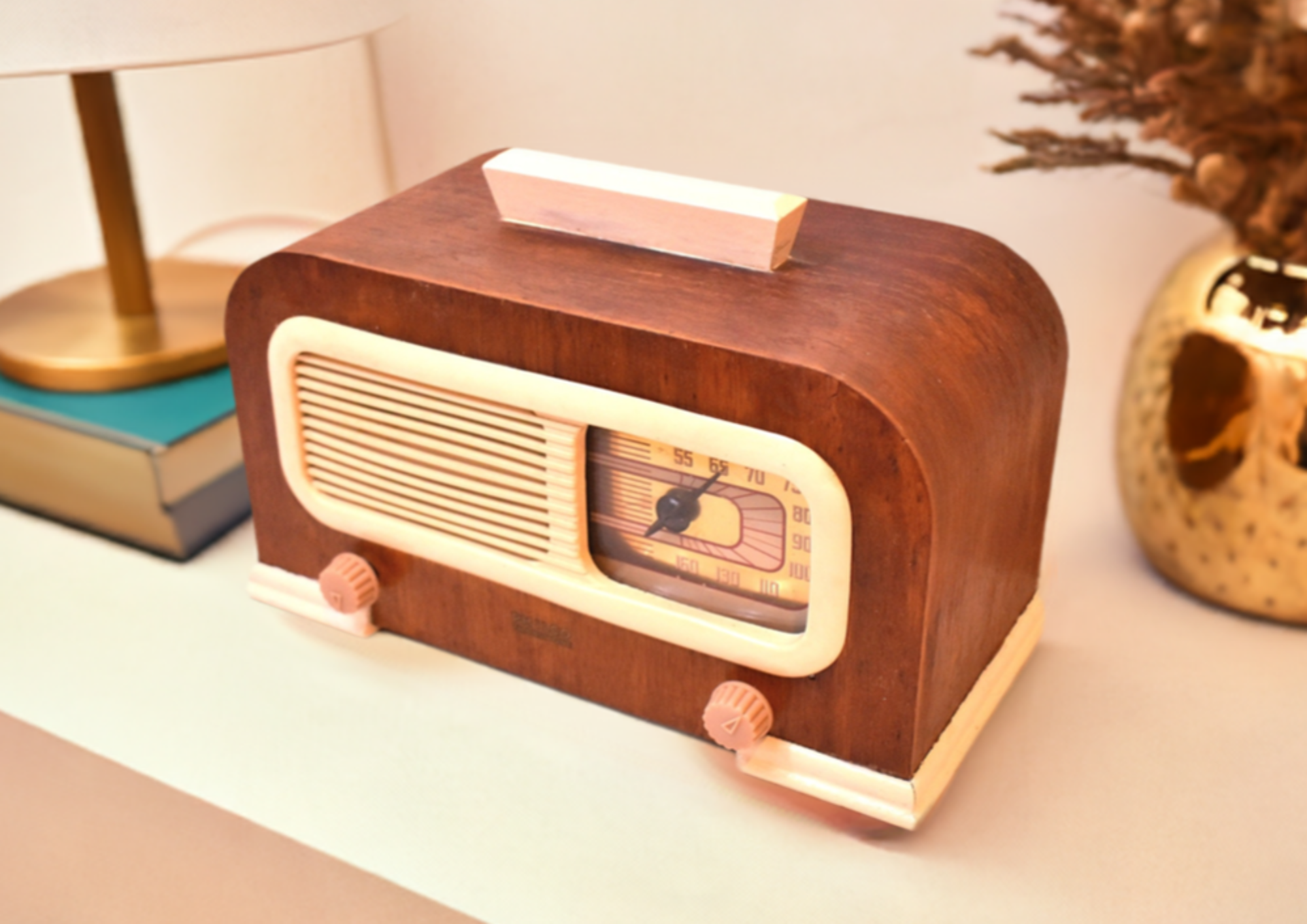 Philco store Tube Radio Wooden Am Table Radio Brown 42-214 1940's Vintage Antique