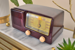 Bluetooth Ready To Go - Burgundy Swirly Vintage 1950 General Electric Model 400 AM Vacuum Tube Radio Excellent Condition Great Receiver!