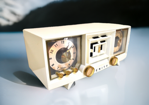 白雪姫 ミッドセンチュリー ヴィンテージ 1956年 ゼニス R519W AM 真空管時計 ラジオ 動作良好、素晴らしい状態です！