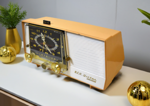 ゴールデン ロッド イエロー 1959 RCA Victor C-4EM 真空管 AM クロック ラジオ 動作良好!すごくMCMっぽいですね！