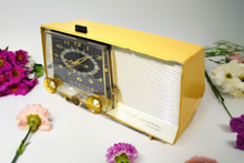 Load image into Gallery viewer, Honey Beige 1957 RCA Victor C-4EM Vacuum Tube AM Clock Radio Works Great! Looks So MCM!