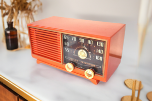 Mandarin Orange 1953 Philco Transitone Model 53-562 AM Vacuum Tube Radio Sounds Great! Rare Factory Color!