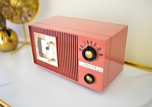 Rose Pink 1955 Philco Transitone Model D-719-124 Vacuum Tube AM Clock Radio Excellent Condition! Nice Color!