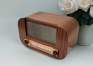 Mid Century Curved Wood Delight 1947 Admiral Model 6T11-5B1 Vacuum Tube AM Radio Works Great!