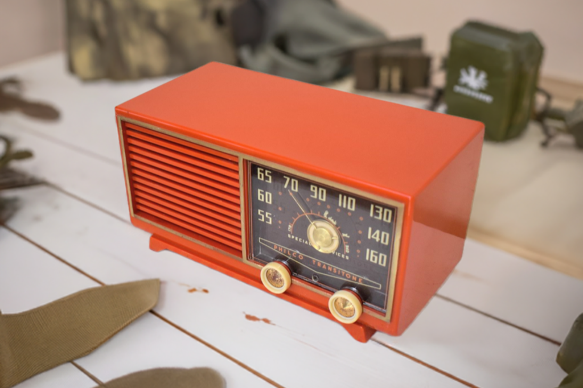 Mandarin Orange 1953 Philco Model 53-562 Vacuum Tube Radio Awesome