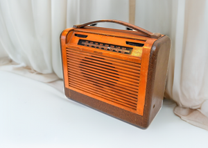 Portable Rolltop Wood 1946 Philco Model 46-350 AM Vacuum Tube Radio Excellent Condition! Works Great!