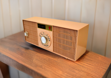 Bluetooth Ready To Go - Peach Beige Early 60s Royal Unknown Model AM Vacuum Tube Radio Sounds Great! Dual Speakers!