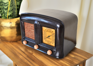 Walnut Brown Bakelite 1936 Westinghouse Model WR-120 Vacuum Tube AM Shortwave Radio Works Great! Excellent Plus Condition!