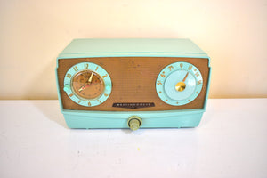 Sage Green and Gold Westinghouse 1959 Model H445T5A AM Vacuum Tube Radio Rare Model! Excellent Sounding!