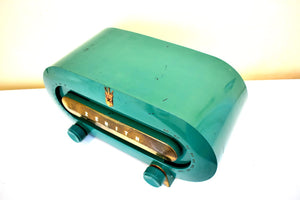 Spruce Green Racetrack Bakelite 1951 Zenith Consol-Tone Model H511F Vacuum Tube Radio Sounds Great!