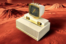 Load image into Gallery viewer, Aura White 1958 Philco Predicta Model H765-124 Vacuum Tube AM Clock Radio Awesome!