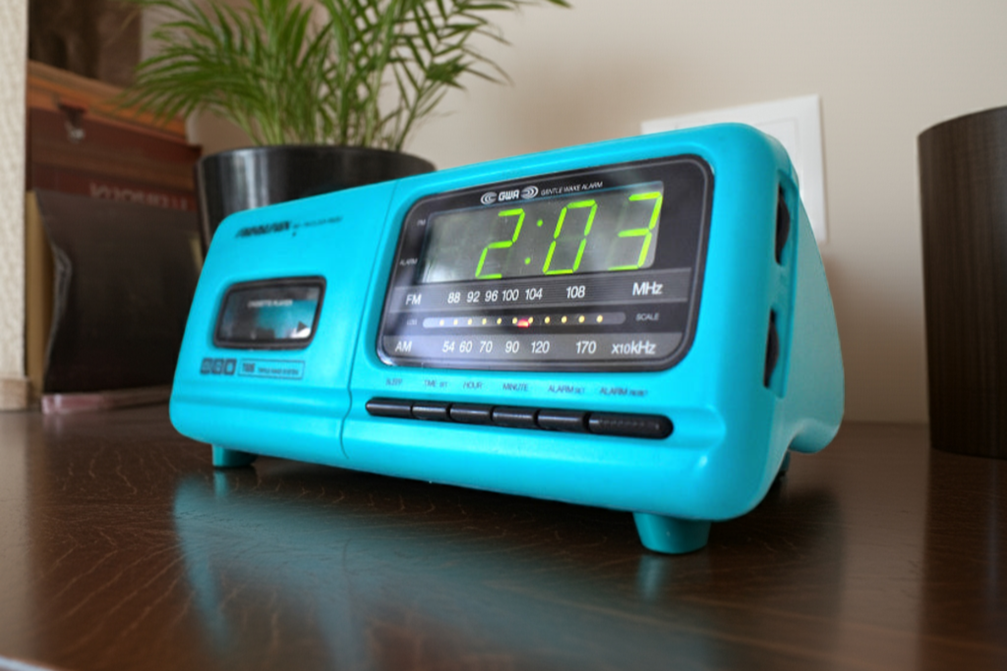 Bluetooth Ready To Go - Late 80s Rare Seafoam Soundesign Model 3842TL AM FM Cassette Digital Alarm Clock Radio! Sounds Great Excellent Condition!