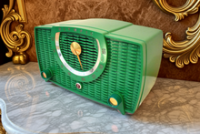 Load image into Gallery viewer, Kelly Green 1955 Olympic Model 441 Vacuum Tube AM Radio Beauty! Stunning Green Color! Excellent Plus Condition and Works Great!