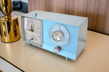 Load image into Gallery viewer, Bluetooth Ready To Go - Powder Blue Vintage 1964 General Electric Model C-403D AM Vacuum Tube Alarm Clock Radio Sounds Great!