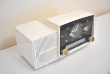 Load image into Gallery viewer, Alpine White Mid Century 1959 General Electric Model C-416 Vacuum Tube AM Clock Radio Popular Model! Excellent Condition!