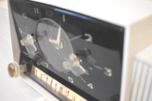 Load image into Gallery viewer, Alpine White Mid Century 1959 General Electric Model C-416 Vacuum Tube AM Clock Radio Popular Model! Excellent Condition!
