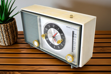 Load image into Gallery viewer, Monterey Blue 1964 Silvertone Model 4035 Vacuum Tube AM Clock Radio Excellent Condition and Great Sounding!