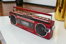 Load image into Gallery viewer, Candy Apple Red 80s Sears Model 3000 AM FM Cassette Mini Boombox Radio! Sounds Great Excellent Condition!