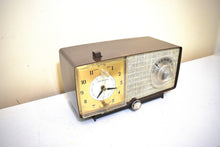 Load image into Gallery viewer, Bluetooth Ready To Go - Nutmeg Brown 1966 General Electric Model C-547 Vacuum Tube AM Radio Alarm Clock Excellent Condition! Sounds Great!