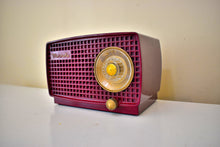 Load image into Gallery viewer, Magenta Red 1959 Motorola Model 59R1 Vacuum Tube AM Radio Excellent Condition &amp; Sounds Great!