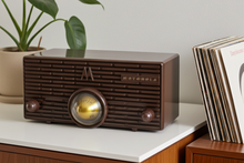 Load image into Gallery viewer, Choco Brown Marble 1957 Motorola Model 56H Vintage Vacuum Tube AM Radio Iconic Turbine Design!
