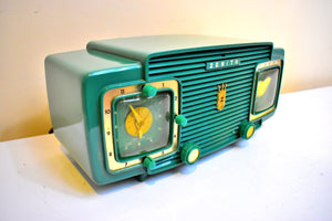リーフグリーン 1952年 ゼニスモデル L520F 真空管ラジオ目覚まし時計 エクセレントプラスコンディション 素晴らしい音です！