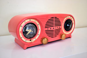 Salmon Pink 1954 Zenith Owl Eyes Model R514-V AM Vacuum Tube Radio Great Sounding! Excellent Condition!