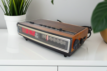 Load image into Gallery viewer, Wood Grain 1980s General Electric Model 7-4625C AM FM Digital Alarm Clock Radio! Excellent Condition!