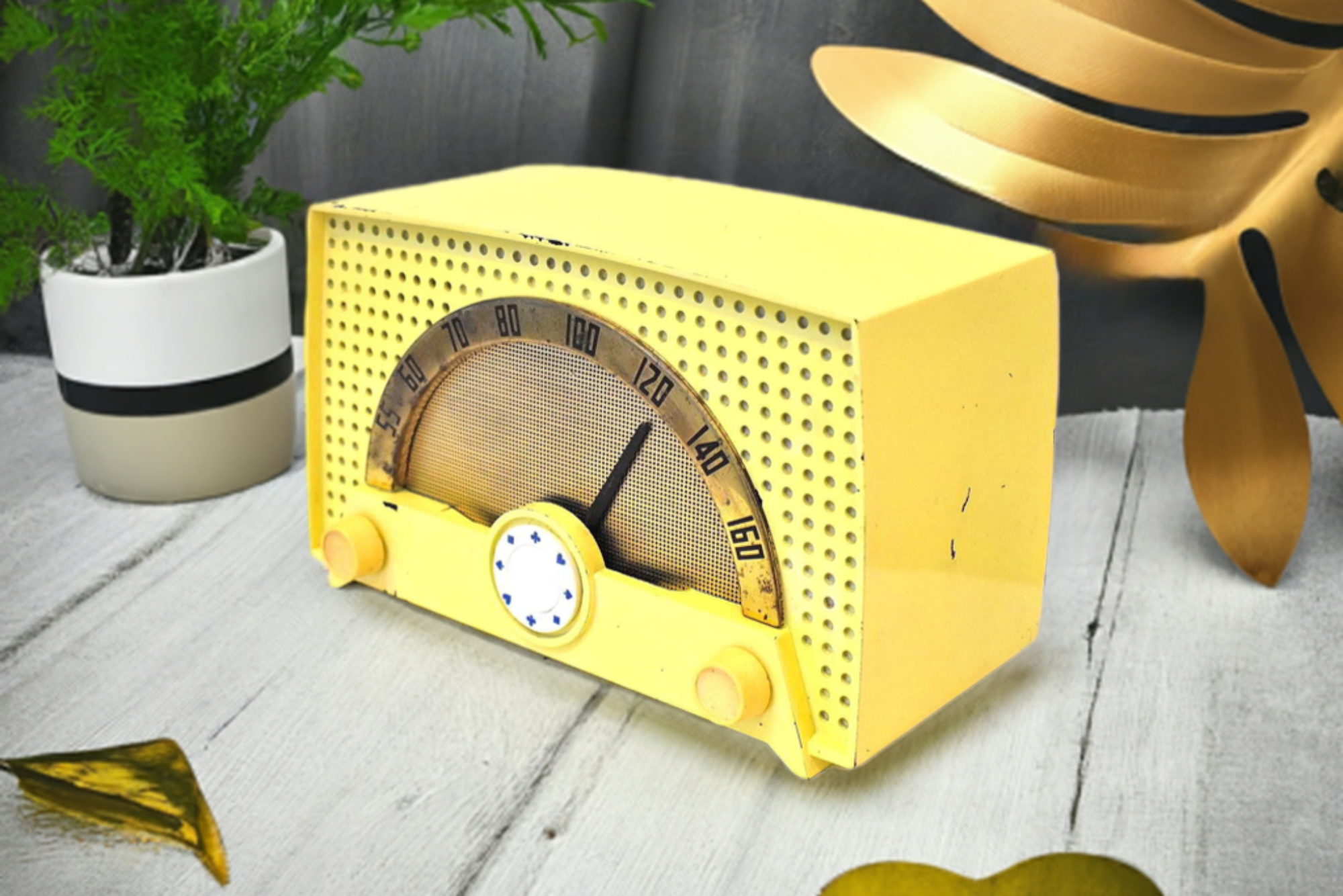 Meringue Yellow 1953 Firestone Model 4-A-108  Vacuum Tube Radio Sounds Great Excellent Condition! 