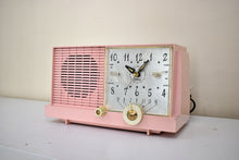 Load image into Gallery viewer, Mamie Pink 1959 Philco Model F-752-124 AM Vacuum Tube Clock Radio Excellent Condition! Sounds Great!