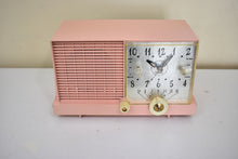 Load image into Gallery viewer, Mamie Pink 1959 Philco Model F-752-124 AM Vacuum Tube Clock Radio Excellent Condition! Sounds Great!