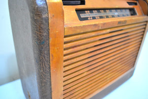 Portable Rolltop Wood 1946 Philco Model 46-350 AM Vacuum Tube Radio Excellent Condition! Works Great!