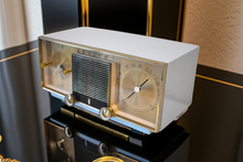 Load image into Gallery viewer, Sandman Blue 1964 RCA Victor Model L-516B AM Vacuum Tube Alarm Clock Radio Excellent Condition Sounds Terrific! Rare Color Combo!