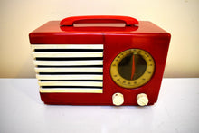Load image into Gallery viewer, Red White and Blue 1940 Emerson Patriot Model 400 Vacuum Tube AM Radio Works Great!