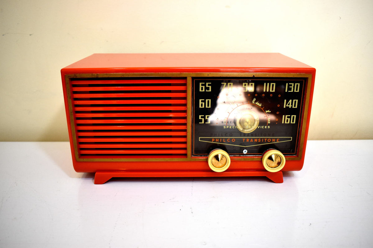 Mandarin Orange 1953 Philco Transitone Model 53562 AM Vacuum Tube Rad
