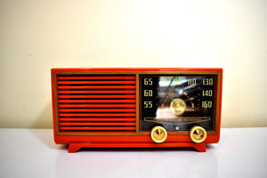 Mandarin Orange 1953 Philco Transitone Model 53-562 AM Vacuum Tube Radio Sounds Great! Rare Factory Color!